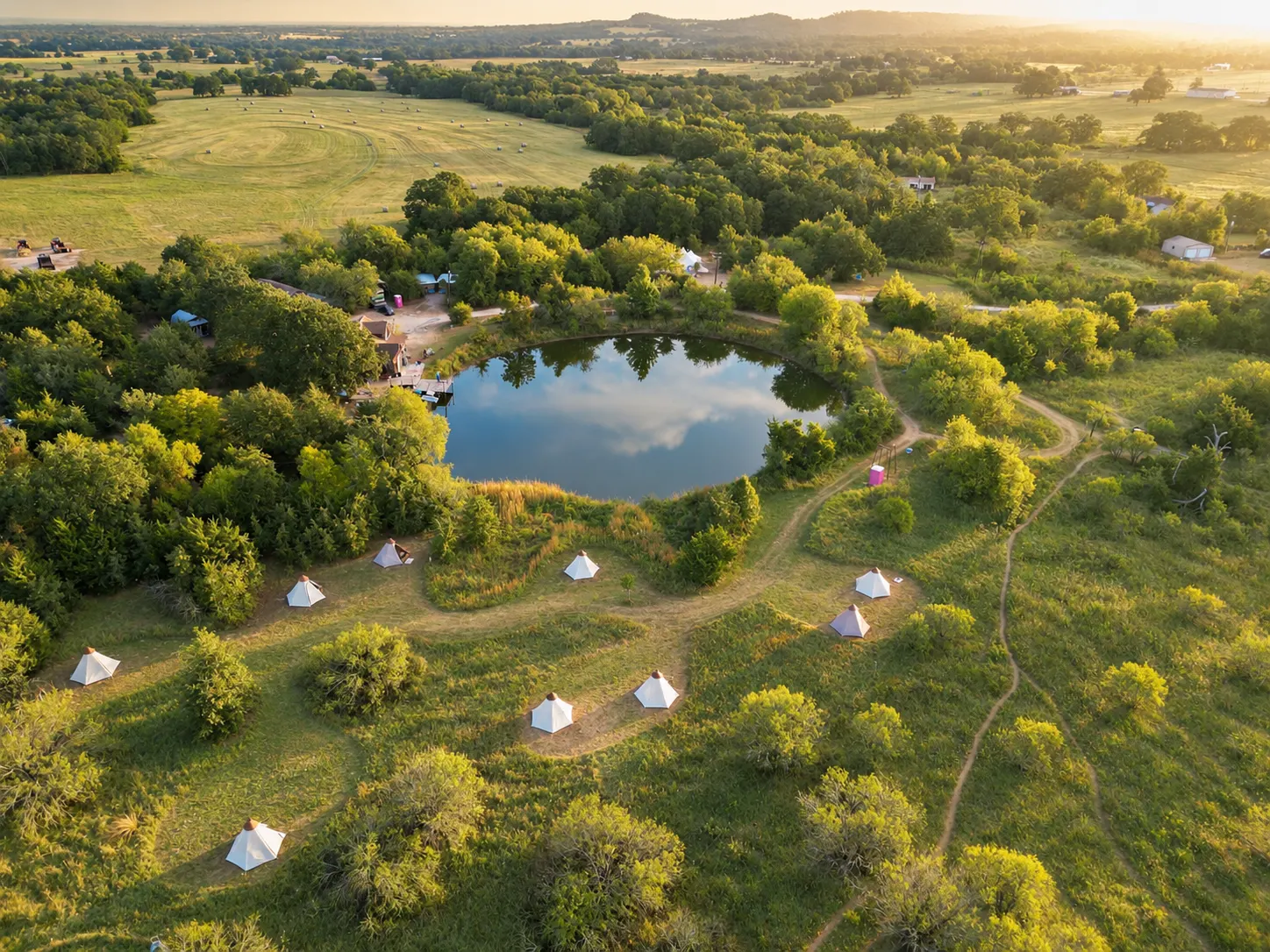 Tents pitched on the land